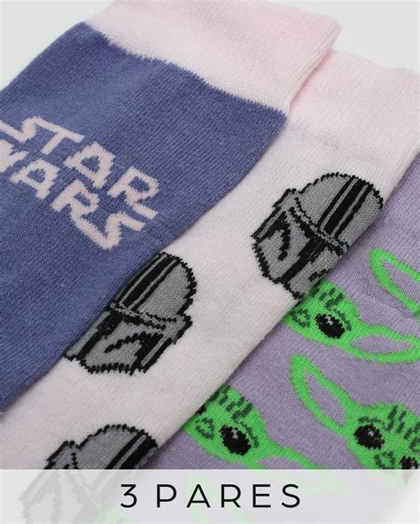 Riachuelo Kit Meia Feminina 3 Pares Cano Longo Star Wars Rosa Lilás