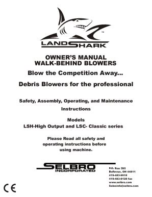 Fillable Online Owner S Manual Walk Behind Blowers Debris Fax