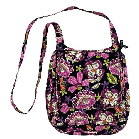 Vera Bradley Bags Vera Bradley Large Pirouette Pink Floral Black Crossbody Messenger Bag