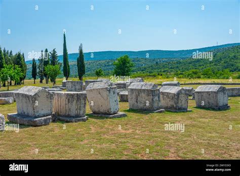 Stone Tombs At Radimlja Necropolis In Bosnia And Herzegovina Stock