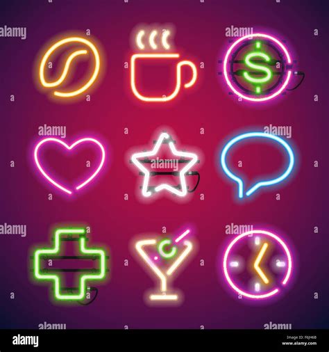 Glowing Neon Signs Set Stock Vector Image & Art - Alamy