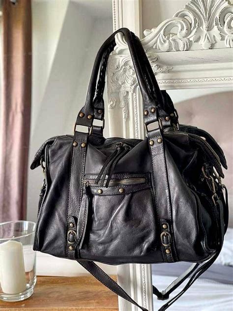 Sac à main en cuir noir MONROE SAHELINE Sac cabas cuir noir Sac à