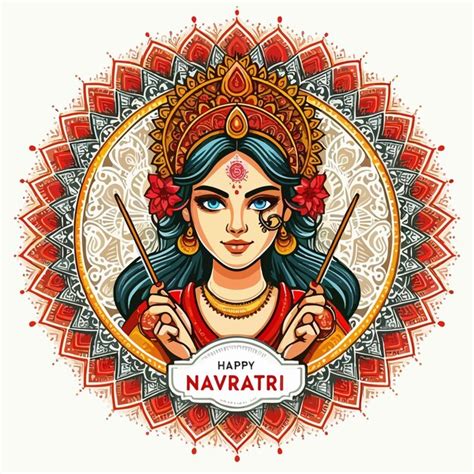 Happy Navratri And Durga Puja Indian Festival Vector Illustration