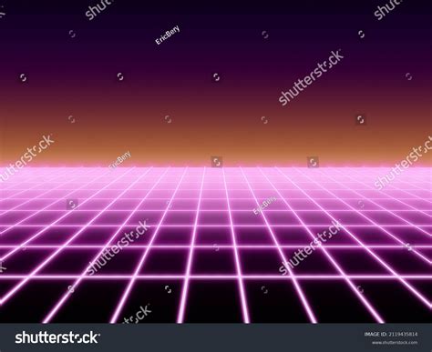 80s Synthwave Retrowave Sunset Background Glowing Stock Illustration ...