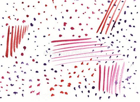 Watercolor Abstract Background With Maroon Dots And Lines Stock