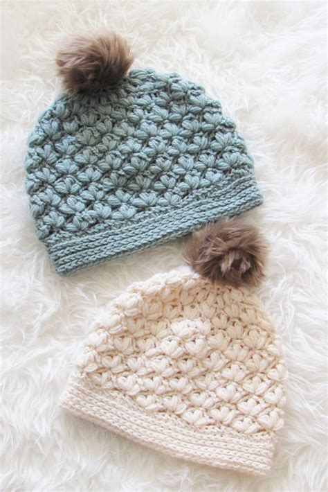 Crochet Puff Stitch Beanie Winter Blossom Hat Crochet Dreamz