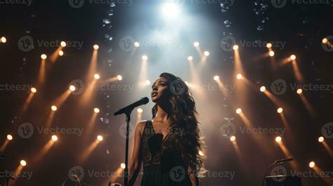 A singer is performing on stage with a spotlight. Generative AI 30711308 Stock Photo at Vecteezy