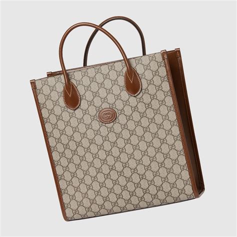 Small Tote Bag With Interlocking G In Beige And Ebony Supreme Gucci Uk