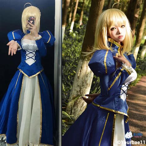 Anime-Fate-Stay-Night-Night-Saber-Cosplay-Costume-Blue-Long-Dress-Saber ...