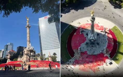 Tienden Tejido Inmenso En El Ángel De La Independencia Por Desaparecidos Aristegui Noticias