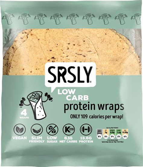 Srsly Low Carb Protein Wraps 9 Multipack Only 109 Kcals Keto Vegan High Protein Low