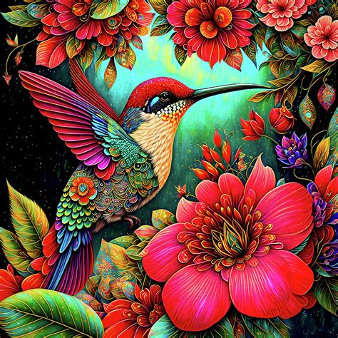 Colorful Hummingbirds Paintings