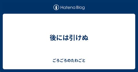 後には引けぬ ごろごろのたわごと