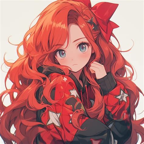 Premium Photo | An anime girl with long flowing red hair and a determined look Created with ...