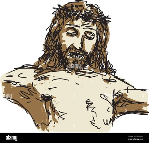 Rostro de Jesucristo crucificado en la cruz ilustración vectorial