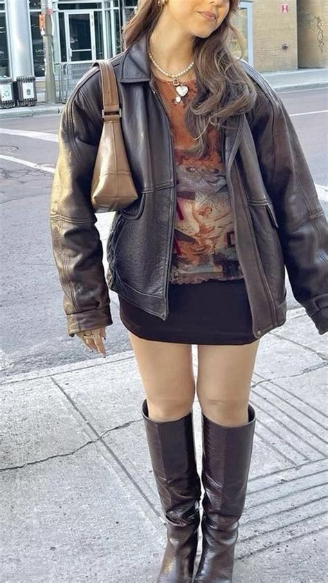 Brown Oversized Leather Jacket 90 S Leather Jacket Y2k Leather Jacket