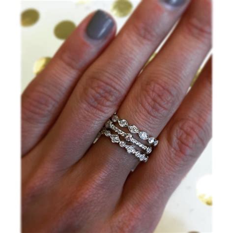 THIS JUST IN White Gold And Diamond Stackable Rings