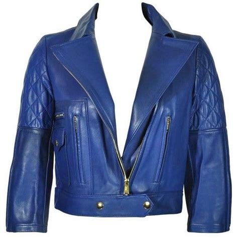 Preowned Yves Saint Laurent Blue Quilted Leather Biker Jacket Fr36 New