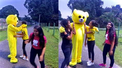 Irritating Cute Girls On Park🤪 Epic Reaction 😛 Teddy Bear Pranks