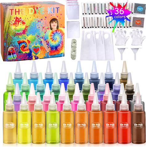 AOUVT 36 Couleurs Tie Dye Kit Kit Tie Dye Peinture Textile Teinture