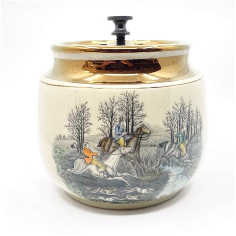 Bid On Everything Vintage Humidor Hunt Scene Grays Pottery Stoke