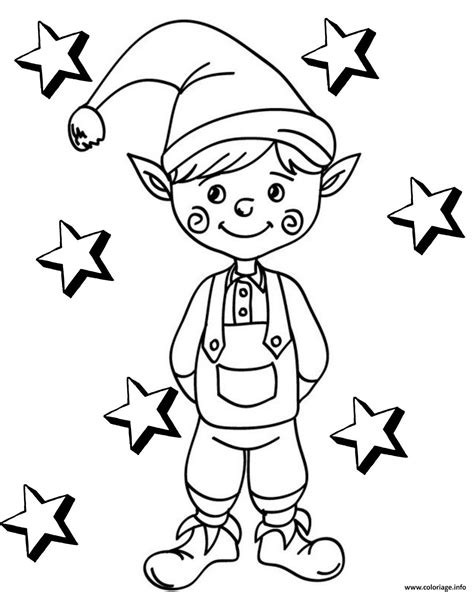 Coloriage Lutin Facile Avec Les Toiles Dessin Lutin De Noel Imprimer