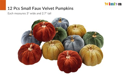 Amazon Winlyn Pcs Assorted Small Faux Harvest Velvet Pumpkins