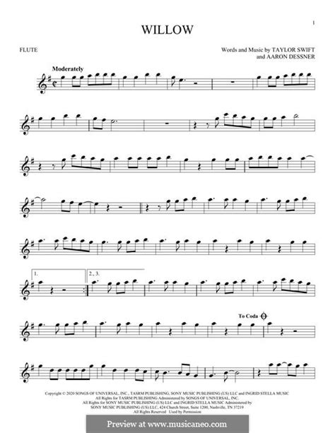 Willow Taylor Swift By A Dessner Sheet Music On Musicaneo