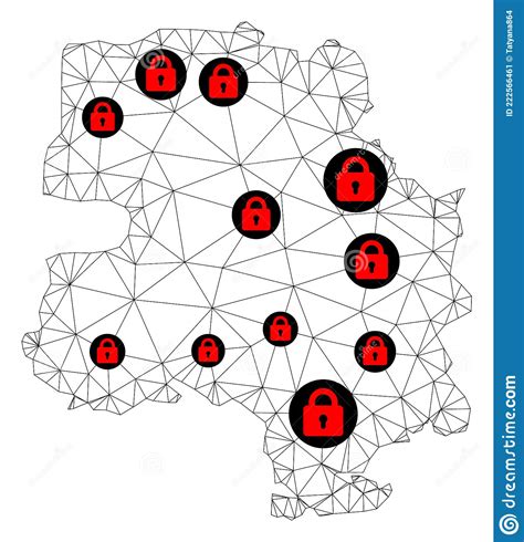 Lockdown Polygonal Carcass Mesh Vector Map Of New Delhi City Stock