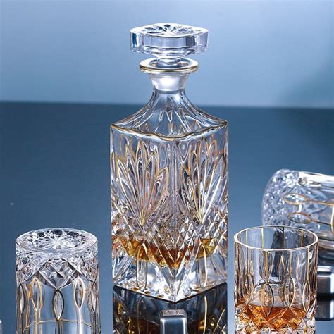 Bohemia Gold Accented Crystal Whisky Decanter Set Artofit