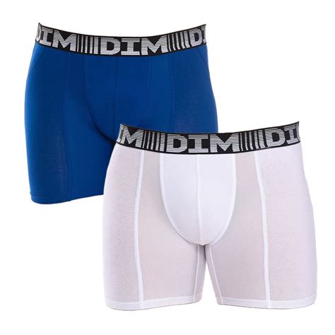 DIM Dim LARGO 3D FLEXAIR Boxers X2 Homme White Blue Private Sport Shop