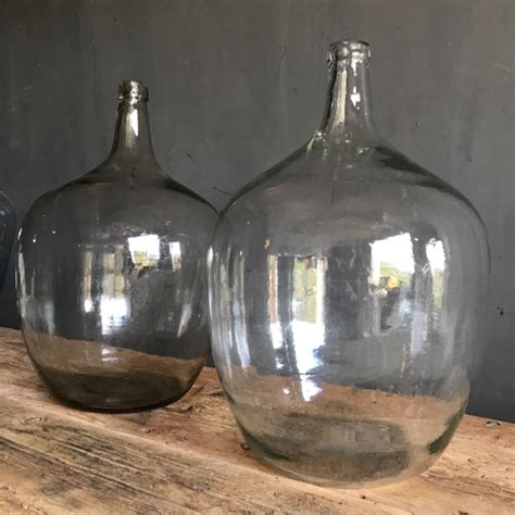 Pair Of Large Spherical Clear Glass Bottles Glass