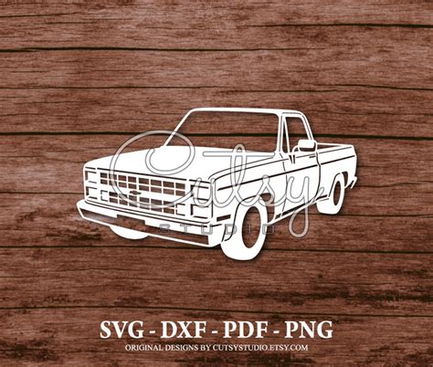 Svg Chevrolet C10 Silverado 1987 Truck Silhouette Cut Files Designs