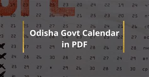 March 2024 Calendar Odisha Govt Latest Top Popular List Of July