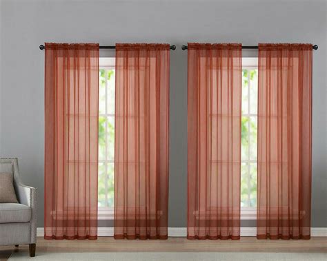 4 Pack Basic Home Rod Pocket Sheer Voile Window Curtains Spice