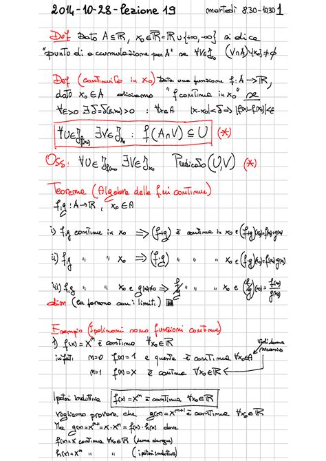 Appunti Analisi Matematica I Funzioni Continue E Limiti 20m Quot