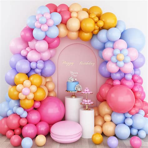 Daisy Balloons Arch Kit Groovy Palloncini Ghirlanda Pastello Blu Viola