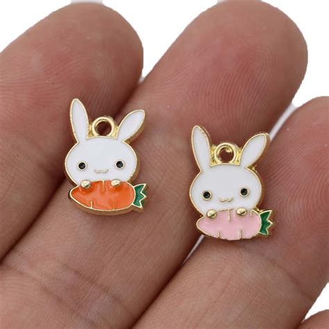 Pendant Rabbit Carrots Enamel Jewelry Charm Rabbit Enamel Necklace