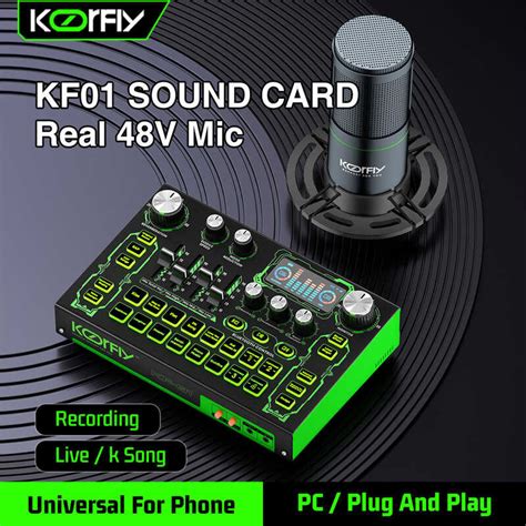 Koorfly Kf V Microphone Mixer Sound Card Karaoke Audio Mix May Led