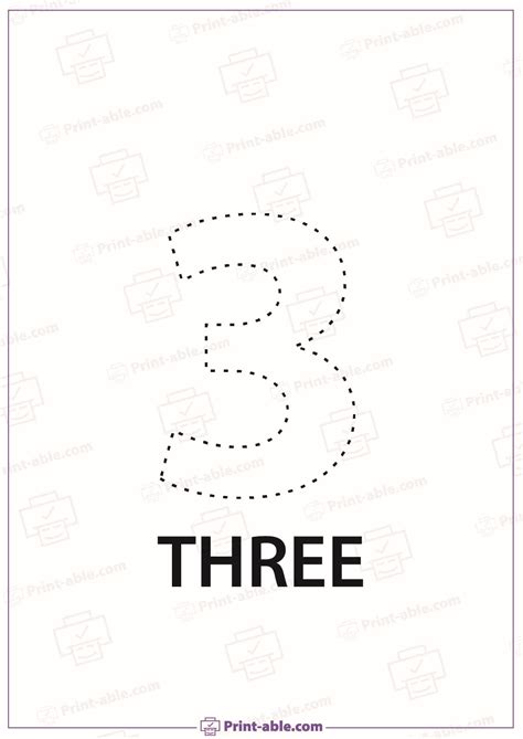 Number Three Printable 2502 | Print-able.com