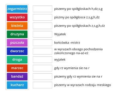 Pisownia Rz i ż 4 klasa Materiały dydaktyczne