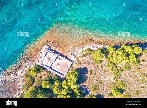 Dugi Otok Island Historic Villa Rustica Ruins Aerial View Kornati