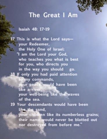 The Great "I AM" Book of Isaiah: Isaiah 48: 17-19