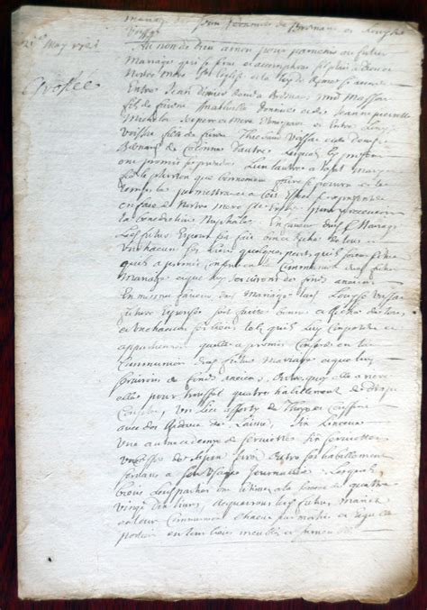 Brainans Notre Histoire 1721 05 21 Contrat De Mariage Jean DOUGNIER