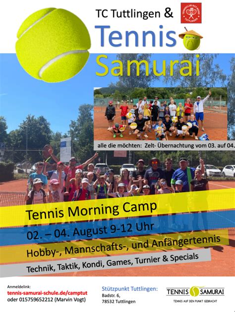 Tenniscamp Beim Tc Rw Tuttlingen Tennisschule Tennis Samurai Schule