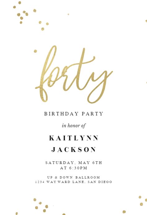 40th Birthday Invitation Templates Free Greetings Island