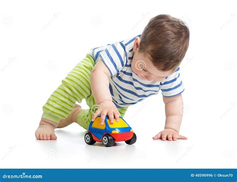 Baby Boy Toddler Playing With Toy Car Stock Photo Image 40590996