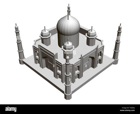 Polygonal Building Model Of The Taj Mahal 3d Isometric View Vector