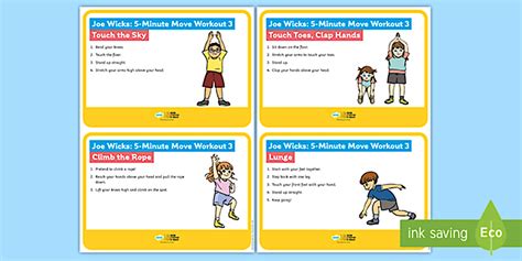 Free Joe Wicks Pe Lesson Minute Move Workout Cards Video