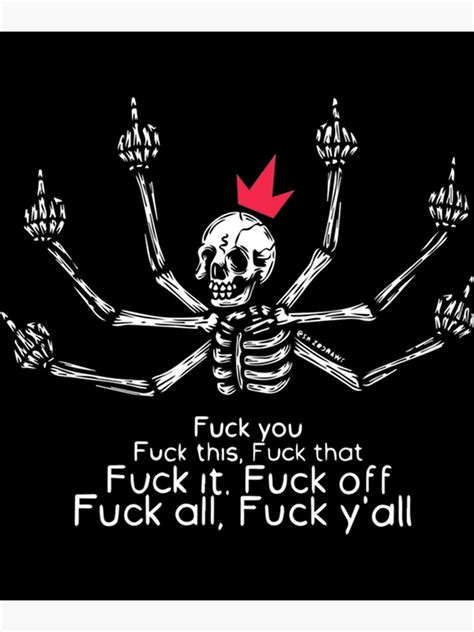 Skull Skeleton Middle Finger Fuck You Poster For Sale By Myndss